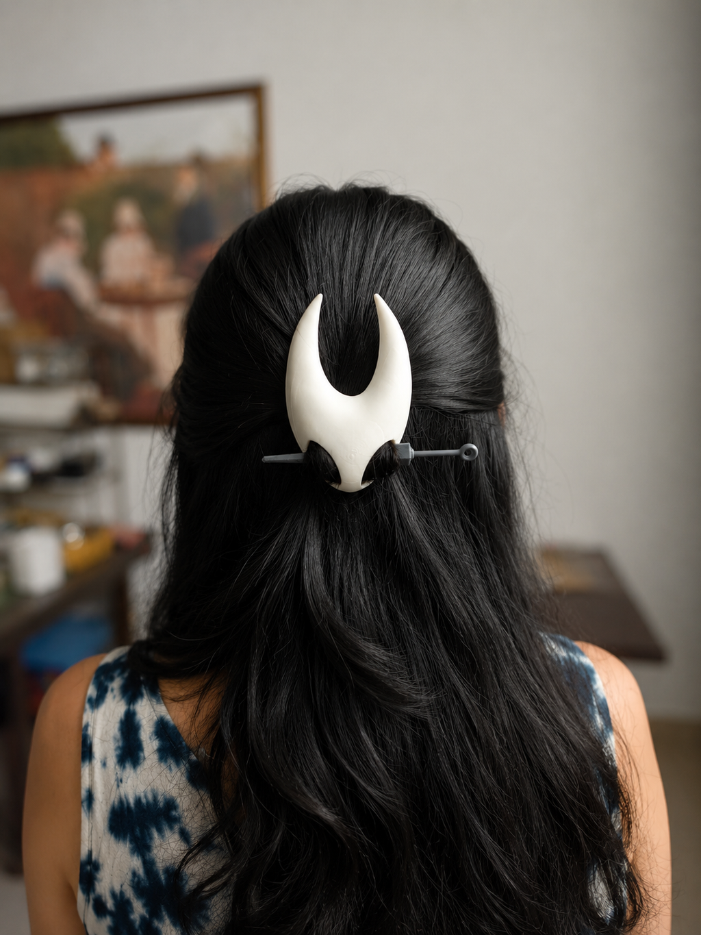 Hollow Knight Hair Pin | The Knight Mask & Nail Bun Holder | Indie Gamer Hair Stick | Cosplay Accessory & Geeky Gift for Gamers