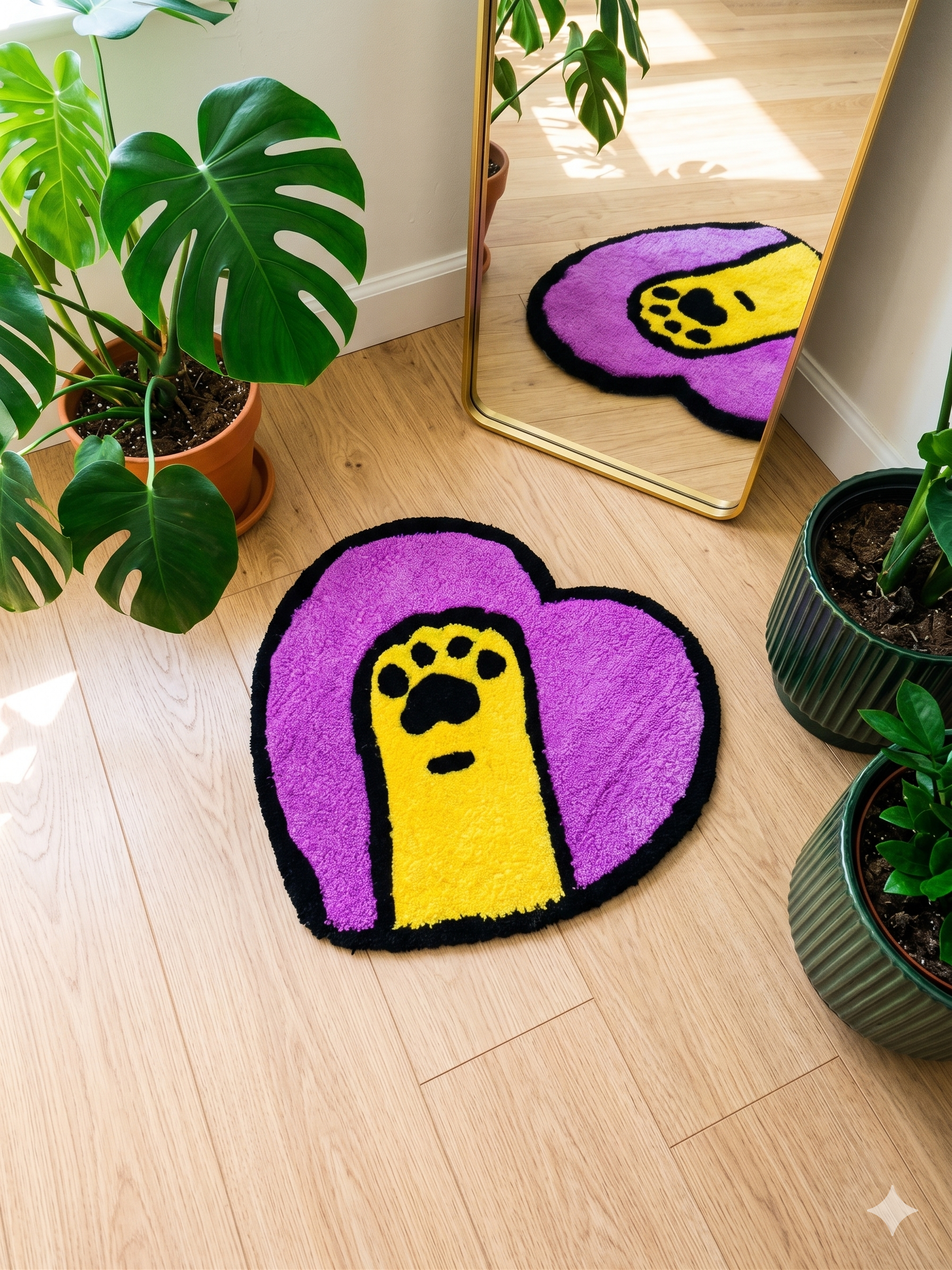 The Pop-Art Paw Tufted Heart Rug