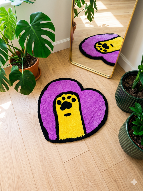 The Pop-Art Paw Tufted Heart Rug